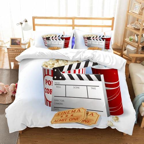 NIOYNJIS Bettwäsche Set 100% Baumwolle ist,Soda-Filmstreifen und Eintrittskarten,und allem auch für Personen mit Hautsensibilisierung empfohlen 228x264cm von NIOYNJIS