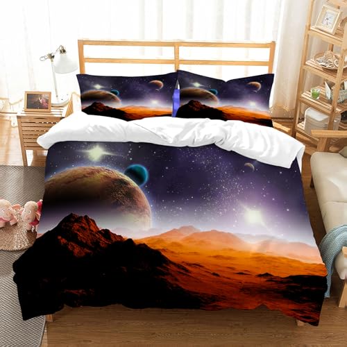 NIOYNJIS Bettwäsche Set 100% Baumwolle ist,Sonne Himmel Nebel Umlaufbahn Komet Horizont,und allem auch für Personen mit Hautsensibilisierung empfohlen 228x264cm von NIOYNJIS