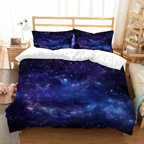NIOYNJIS Bettwäsche Set 100% Baumwolle ist,Sternenhimmel-Hintergrund. Sternenhimmel-Hintergrundtextur. Bunter Sternenhimmel,und allem auch für Personen mit Hautsensibilisierung empfohlen 228x264cm von NIOYNJIS