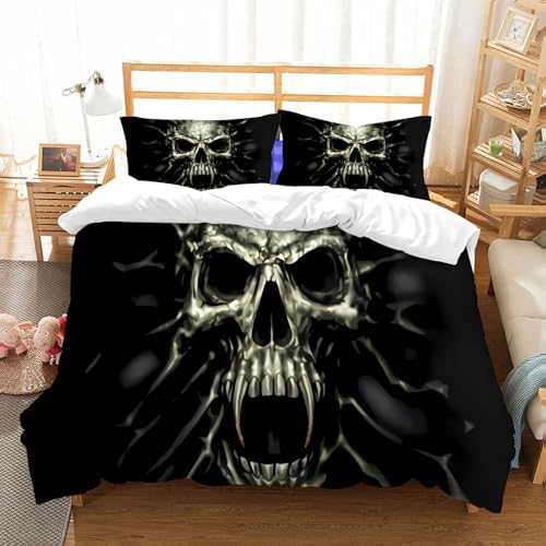 NIOYNJIS Bettwäsche Set 100% Baumwolle ist,Totenkopf isoliert auf schwarzem Hintergrund. Horror-Hintergrund für Halloween-K,und allem auch für Personen mit Hautsensibilisierung empfohlen 228x264cm NIOYNJIS Bettwäsche Set 100% Baumwolle ist,Totenkopf isoliert auf schwarzem Hintergrund. Horror-Hintergrund für Halloween-K,und allem auch für Personen mit Hautsensibilisierung empfohlen 228x264cm von NIOYNJIS
