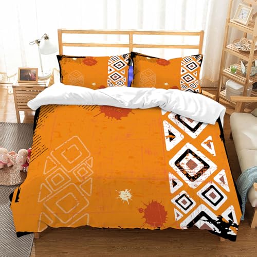 NIOYNJIS Bettwäsche Set 100% Baumwolle ist,Tribal, ethnisches afrikanisches Design mit kräftigen Linien, geometrischen DREI,und allem auch für Personen mit Hautsensibilisierung empfohlen 228x264cm von NIOYNJIS