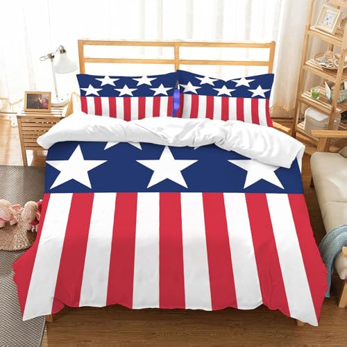 NIOYNJIS Bettwäsche Set 100% Baumwolle ist,USA Flagge vertikal,und allem auch für Personen mit Hautsensibilisierung empfohlen 228x264cm von NIOYNJIS
