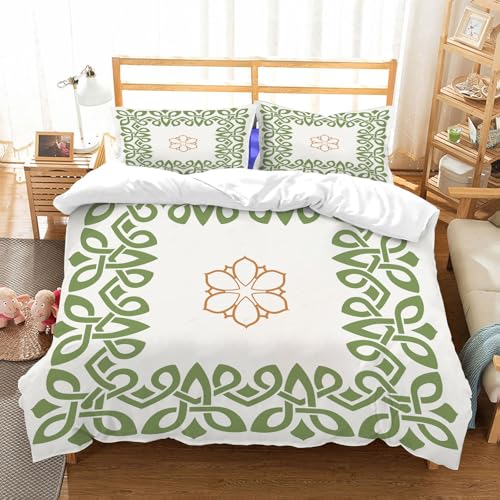 NIOYNJIS Bettwäsche Set 100% Baumwolle ist,Vektordekorativer Rahmen im keltischen Stil mit Einer dekorativen Blume in der M,und allem auch für Personen mit Hautsensibilisierung empfohlen 228x264cm von NIOYNJIS