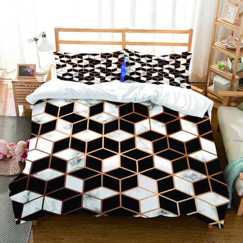 NIOYNJIS Bettwäsche Set 100% Baumwolle ist,Vektormarmorstruktur nahtloses Musterdesign mit goldenen geometrischen Linien un,und allem auch für Personen mit Hautsensibilisierung empfohlen 228x264cm von NIOYNJIS