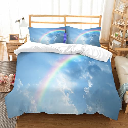 NIOYNJIS Bettwäsche Set 100% Baumwolle ist,realistisches Bild von klaren Himmel Wolken und der himmlischen beruhigenden Ruh,und allem auch für Personen mit Hautsensibilisierung empfohlen 228x264cm von NIOYNJIS