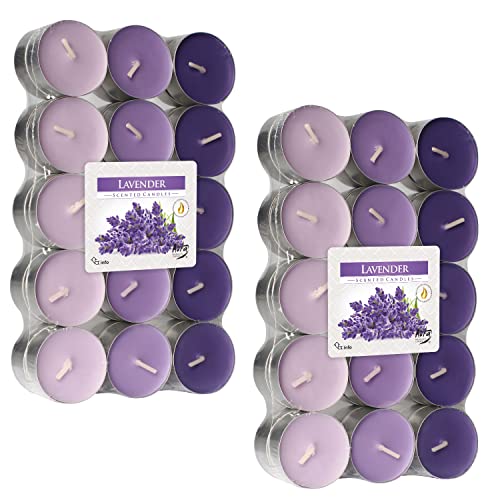 Nipter Teelichter Duft 60 Stück, Teelichter Lavendel, Duftteelichter 3 Farben, Duftkerzen, Brenndauer 4 Stunden von Nipter
