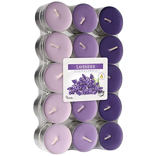 Nipter Teelichter Duft 30 Stück, Teelichter Lavendel, Duftteelichter 3 Farben, Duftkerzen, Brenndauer 4 Stunden von Nipter