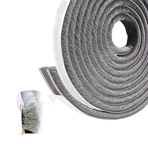 3 / 5M Türfenster-Dichtungsstreifen Schall Winddichter Bürstenstreifen Haustürfenster-Bandstreifen Dichtung Selbstklebendes Windschutzscheibenband-9X5mm, 5M von NIQIU