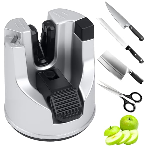 Automatisch Winkelverstellbarer V-Förmiger Messerschärfer Silber – Multifunktional Für Küchenmesser, Scheren & Outdoor-Messer, Saugnapf-Design Für Einfache Handbedienung von NIRJIK