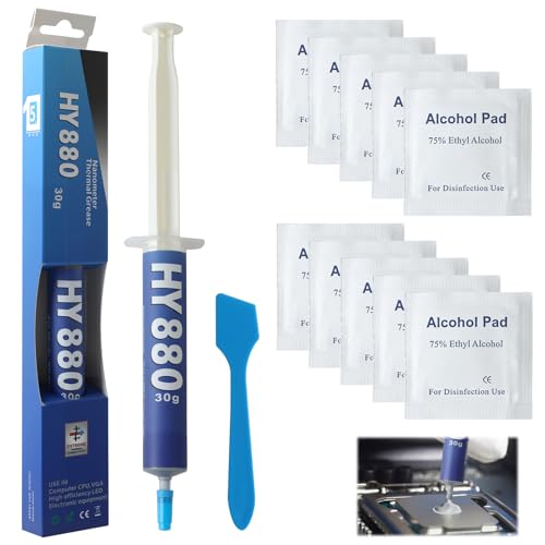 Hochleistungs-Silikon-Wärmeleitpaste (30g) Ohne Geruch Für CPU/Kühlkörper - Mit 10 Reinigungstüchern, Ideal Für Pc, Gaming Und Serveranwender von NIRJIK