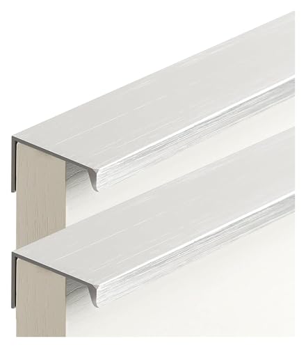 NIRNHYRUR Goldgriffe Verdeckte Kleiderschrank-Türgriffe – Küchenschrankgriffe aus gebürstetem Silber, Aluminium, 2 Stück(Length 250mm) von NIRNHYRUR