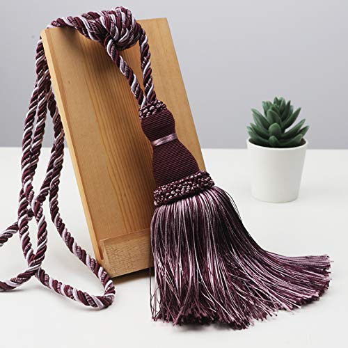 Raffhalter für Vorhänge 1 Stück Polyester Quaste Fransen Vorhänge Halter Schnalle Seil Dekor Zimmer Zubehör, Lila-55 90cm(Purple) von NIRNHYRUR