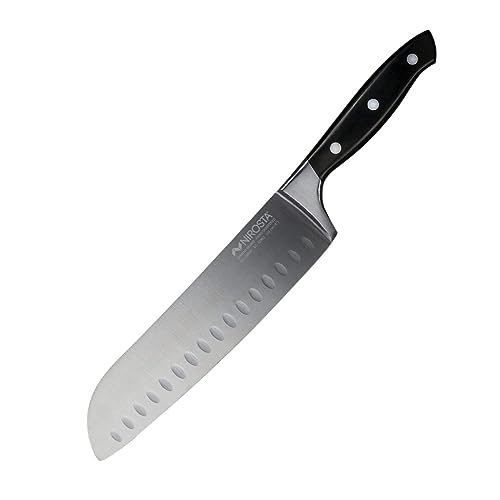 Nirosta Santoku Messer Trinity 34 cm – Hochwertiger Edelstahl – Santokumesser in Profi-Qualität für Gemüse, Fleisch & Co – Handgeschärfter Taper-Klingenschliff – Schwerer Griff mit Fingerschutz von Nirosta