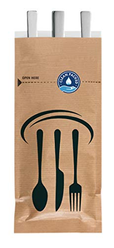 Nisbets DF696 Bestecktasche aus Kraftpapier, recycelbar, verschließbar, 260 mm hoch, 100 mm breit, 2000 Stück von NISBETS