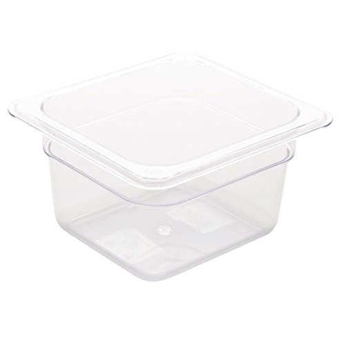 Vogue Wiederverwendbarer Polycarbonat-Kunststoffbehälter 1/6 Gastronorm 100mm, klar, Lebensmittelaufbewahrung, -40°C bis 100°C, transparent, spülmaschinenfest, U240 von NISBETS