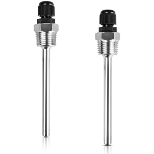 NISENTIA 2 Stück Tauchhülse 1/2, 8×100mm Edelstahl Tauchhülse 1/2 Zoll Gewinde Thermowell Tauchhülsen für Temperaturfühler Tauchschutzrohre für Thermoelemente Schutzrohr für Temperaturfühler von NISENTIA