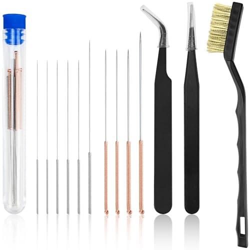 NISENTIA 3D Drucker Düsenreinigungsnadeln Reinigungsset, 3D Drucker Düsenreiniger Nadeln Set Nozzle Cleaning Kit Zubehör Düsen Printer Accessories Werkzeug mit Drahtbürste aus Messing und Pinzette von NISENTIA