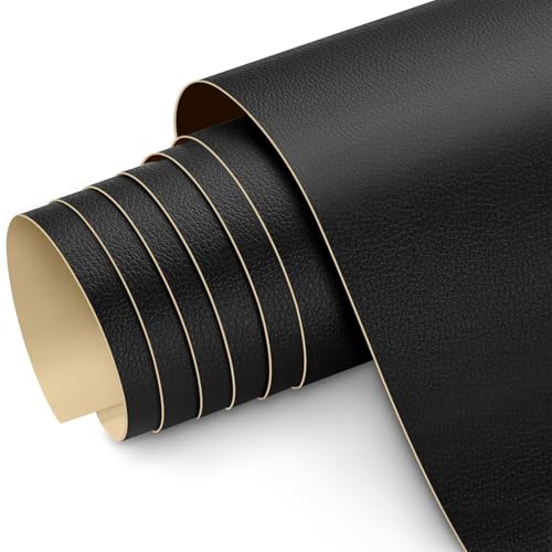NISENTIA Kunstleder Selbstklebend Schwarz | 20 x 120 cm Lederflicken Selbstklebend | Leder Patch Selbstklebend | Leder Reparatur Patch für Autositz Sofa und Möbel und Renovierung von NISENTIA
