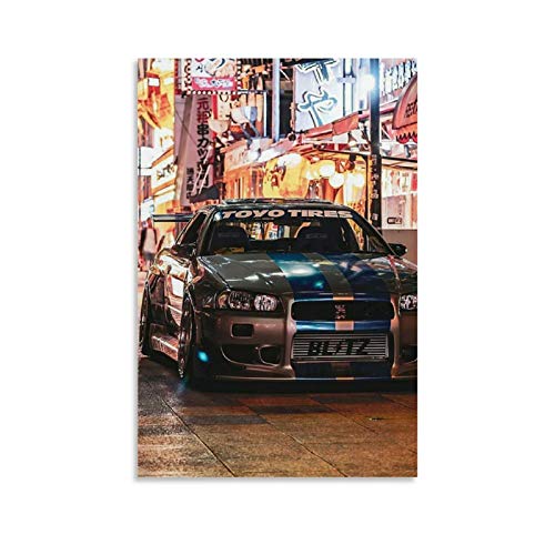 Nissan Skyline GTR R34 JDM Leinwand Kunst Poster und Wandkunst Bilddruck Moderne Familienzimmer Dekor Poster 24x36inch(60x90cm) von NISHUO