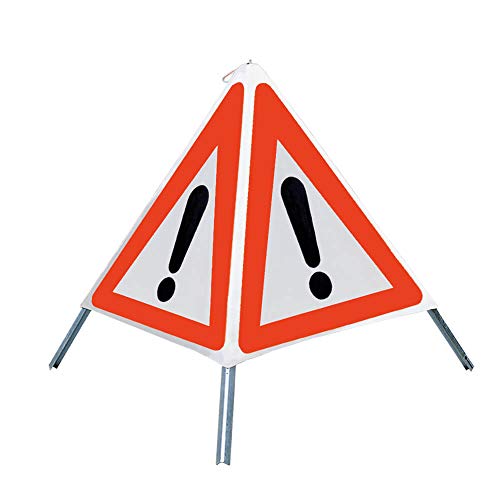 NISSEN Faltsignal mit Warnsymbol Gefahrenstelle, weiß tagesleuchtend, SL 70 cm, Art.-Nr. 167060-1 | Faltsignal | Warnpyramide | Warnsymbol von Nissen