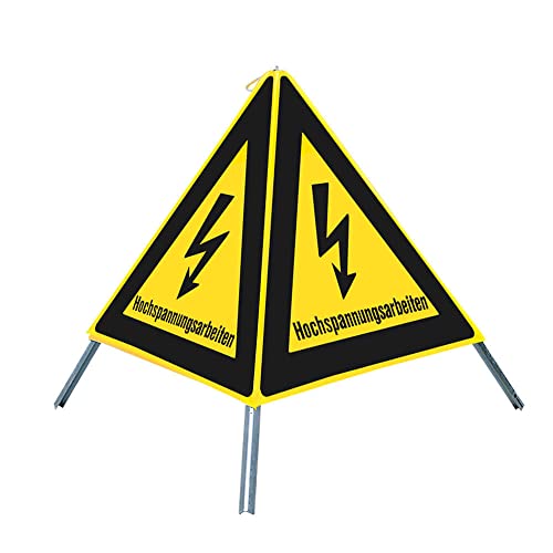 NISSEN Faltsignal mit Warnsymbol Hochspannungsarbeiten, gelb/schwarz, SL 70 cm, Art.-Nr. 160605-HOCHSPANNUNGSARBEITEN | Faltsignal | Warnpyramide | Warnsymbol von Nissen