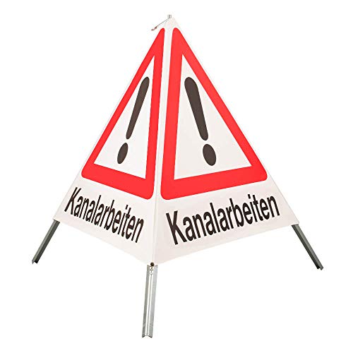 NISSEN Faltsignal mit Warnsymbol Kanalarbeiten, weiß tagesleuchtend, SL 112 cm, Art.-Nr. 160904 KANALARBEITEN | Faltsignal | Warnpyramide | Warnsymbol von Nissen