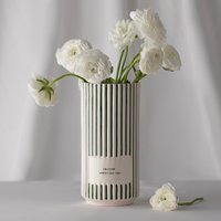 Grün-Weiß Gestreifte Personalisierte Keramikvasen | Personalisierter Blumentopf Vase Minimaliste Ich Blüte, Wenn Ich Dich Sehe von NISSHOME