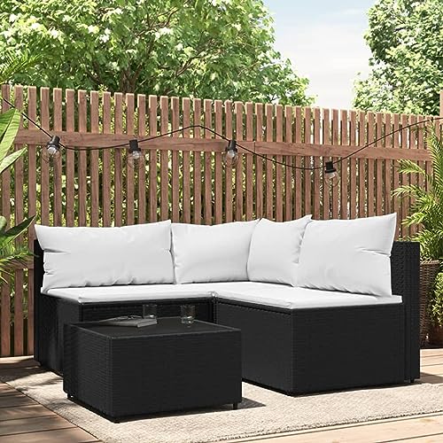 NITCA 4-TLG. Balkon Lounge Klein Rattan,Balkon Ecksofa Klein Schwarz und Weiß,Outdoor Sofa Lounge L Form,Lounge Moebel Balkon Klein mit Kissen Balkonmöbel Rattan Kissenfarbe Weiß NITCA 4-TLG. Balkon Lounge Klein Rattan,Balkon Ecksofa Klein Schwarz und Weiß,Outdoor Sofa Lounge L Form,Lounge Moebel Balkon Klein mit Kissen Balkonmöbel Rattan Kissenfarbe Weiß von NITCA