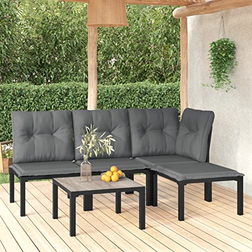 NITCA 5-TLG-4 Polyrattan Balkonlounge, Gartenmöbel Klein,Balkonmöbel Outdoor Sofa Balkon Terrasse Terrassenmöbel Sitzgruppe Gartensofa Ecklounge Sofa Outdoor von NITCA