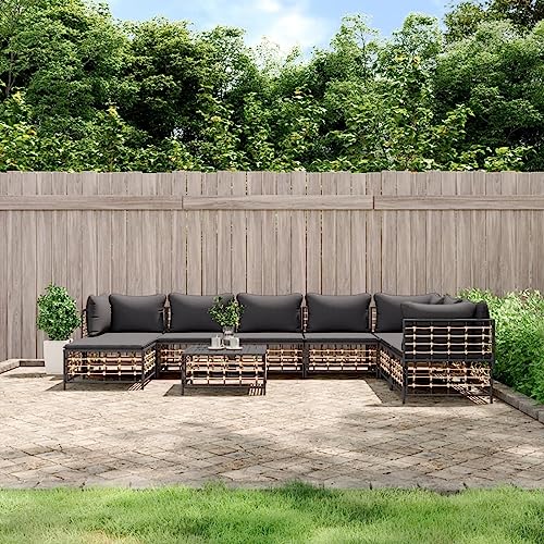 NITCA 9-TLG-2 Garten-Lounge-Set Alu Outdoor Gartenmöbel Loungemöbel mit Kissen Große Garten Sitzgruppe Lounge Aluminium Lounge Gartenmöbel Set Balkonset Dunkelgrau von NITCA