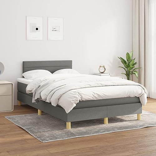 NITCA Boxspringbett 120 x 200 cm mit Matratze Bett Komplett Polsterbett 120 x 200 cm Mit Matratze Bett mit Matratze Bett 120 x 200 cm Mit Matratze Und Lattenrost Bett Dunkelgrau-65 Stoff von NITCA