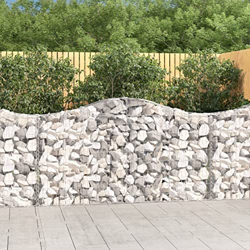 NITCA Gabionen mit Hochbogen 1 STK Gabionenkorb Steinkorb Mauersteine Gartenmauer 200 x 30 x 100/120 cm Gabionenzaun Gabionenkörbe Gitter Gabionen Zaun Befüllbarer Steinkorb Verzinktes Eisen von NITCA