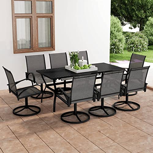 NITCA Gartenmöbel Set Alu Sitzgruppe Garten Essgruppe 8 Personen Gartenmöbel Set mit 8 Gartenstuhl Gartenmöbel Essgruppe Gartengarnitur Sitzgarnitur Gartentisch Anthrazit von NITCA