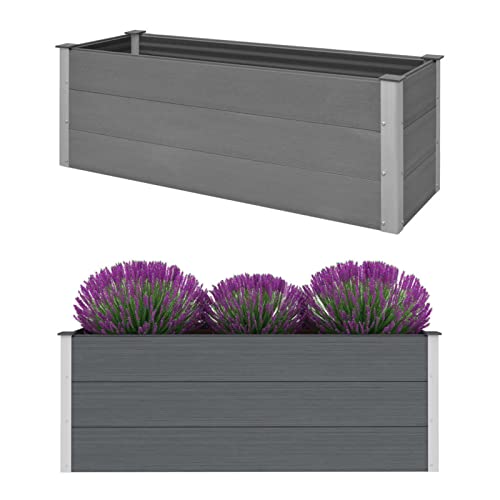 NITCA Hochbeete Für Garten Grau Hochbeet WPC 150 x 50 x 54 cm Kräuterhochbeet Hochbeet Metall Blumenkästen Balkon Gartenbeet Gemüsebeet Pflanzkübel Groß Außen Pflanzgefäß von NITCA