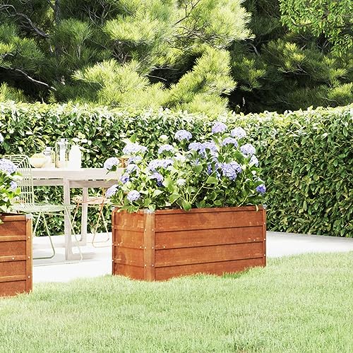 NITCA Hochbeete Für Garten Rostig Hochbeet Cortenstahl 100 x 40 x 45 cm Kräuterhochbeet Blumenkästen Balkon Gartenbeet Gemüsebeet Pflanzenbeet Pflanzkübel Groß Außen Pflanzgefäß von NITCA