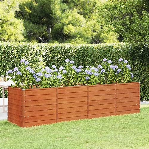 NITCA Hochbeete Für Garten Rostig Hochbeet Cortenstahl 320 x 80 x 77 cm Kräuterhochbeet Blumenkästen Balkon Gartenbeet Gemüsebeet Pflanzenbeet Pflanzkübel Groß Außen Pflanzgefäß von NITCA