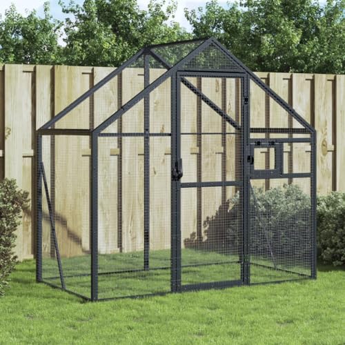 NITCA Voliere Alu Vogelkäfig Außen Vogelhaus 179x100x185 cm Vogelkäfig Wellensittiche Groß Außenvoliere Anthrazit Aufzuchtkäfig Außenvoliere Käfig Papageienkäfig Innen Außen Aluminium von NITCA
