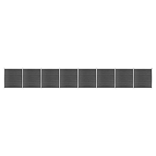 NITCA WPC Zaun-Set 8 Elemente WPC Sichtschutzzaun Windschutz 1391x186 cm Zaunelement Set Schwarz WPC Sichtschutzzaun Komplettset WPC Sichtschutzzaun Windschutz, Zaun Gartenzaun von NITCA