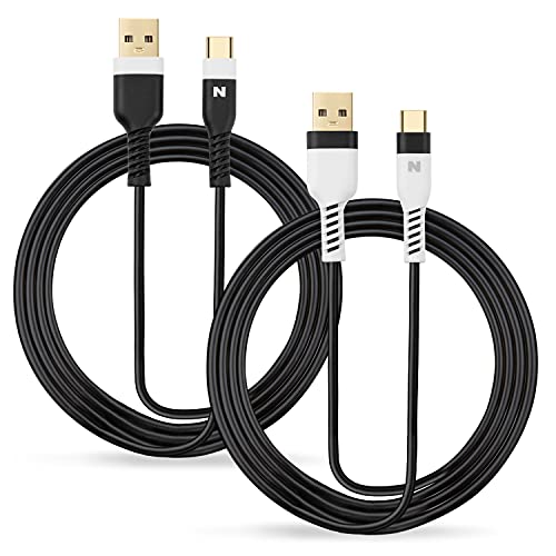 NITHO Set von 2 Type-C Ladekabeln Kompatibel mit PS5 / Xbox Series X/S und Type c Geräten, 4 Meter Extra Langes Ladekabel Ermöglicht 2 Spielern Remote zu Spielen (2 Kabel, Schwarz-Weiß) von NITHO