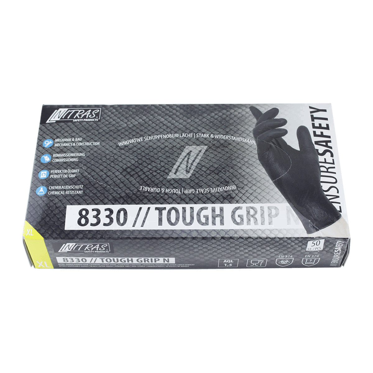 NITRAS TOUGH GRIP N 50er Box Einmalhandschuhe Nitril schwarz von NITRAS - AS Arbeitsschutz GmbH