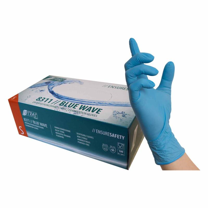 NITRAS Einmalhandschuhe BlueWave 8311 100St. Einweghandschuhe puderfrei unsteril Größe:9 von NITRAS Medical
