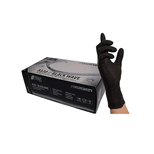 Schwarze Nitril Handschuhe Nitras"Black Wave" 100 Stück Größe S von Nitras
