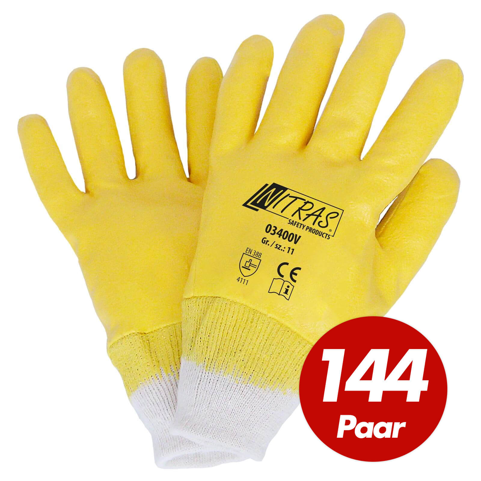 NITRAS 03400V Nitrilhandschuhe Schutzhandschuhe Gartenhandschuhe - VPE 144 Paar Größe:11 von NITRAS