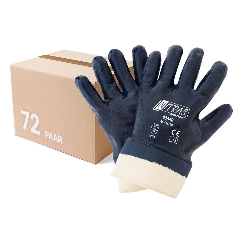 NITRAS 03440 Nitrilhandschuhe Arbeitshandschuhe mit Stulpe - VPE 72 Paar Größe:8 von NITRAS