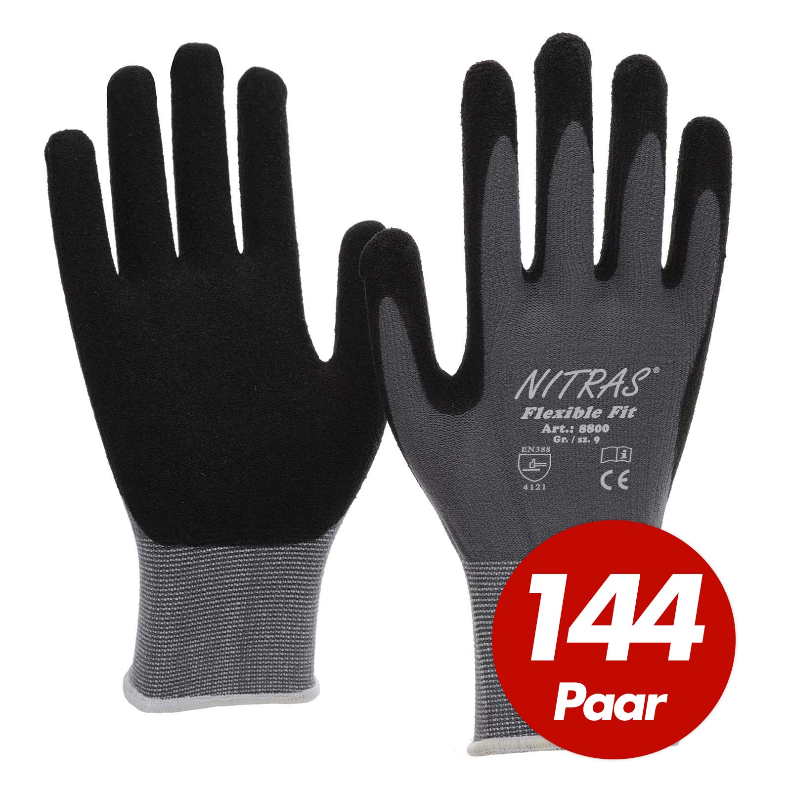 NITRAS 8800 Flexible Fit Allroundhandschuhe, Arbeitshandschuhe - VPE 144 Paar Größe:10 von NITRAS