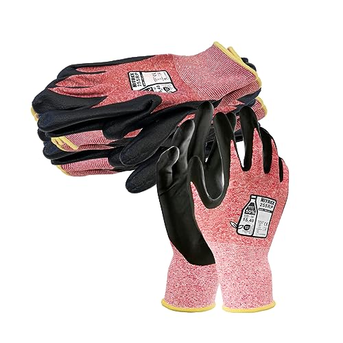 NITREX 255RP 5 Paar Handschuhe für allgemeine Anwendungen, wasserbasierte PU-Handfläche beschichtet, nachhaltig, Touchscreen-Handschuhe, Größe 9, Größe L von NITREX