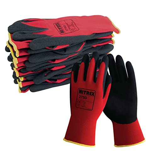 NITREX 275D Arbeits- und Schutzhandschuhe, Handschuhe für allgemeine Arbeiten mit Schaumlatex-Handflächenbeschichtung- 10 Paar je Beutel- Größe 10 von NITREX