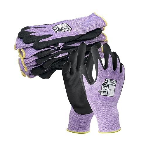 NITREX 285RP Arbeitsschutzhandschuhe mit NitreGrip® Technologie, gesandete Nitril-Handflächenbeschichtung, zur Touchscreen-Bedienung- 5 Paar je Beutel- Größe 10 von NITREX
