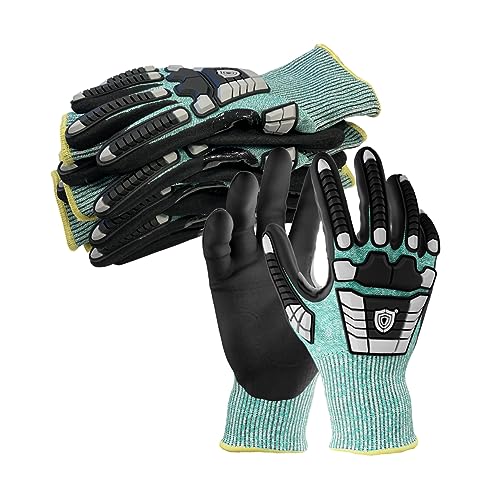 NITREX 295RP Arbeitsschutzhandschuhe mit Aufprallschutz, NitreGuard® Technologie, NitreGrip® Technologie, gesandete Nitril-Handflächenbeschichtung, schnittfester Handschuh, 5 Paar je Beutel- Größe 9 von NITREX