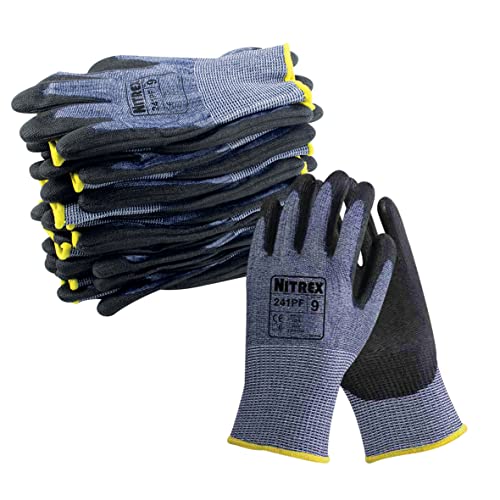 NITREX Unigloves 241PF Wiederverwendbare schnittfeste Handschuhe, PU-Handflächenbeschichtete Handschuhe mit nahtlosem schnittfestem Innenfutter, Blau/Schwarz von NITREX